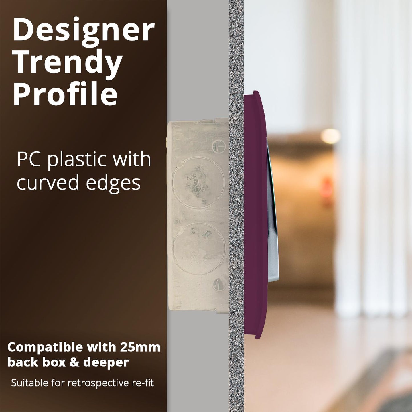 Trendi Artistic Modern Glossy  Home Automation Switch Plum