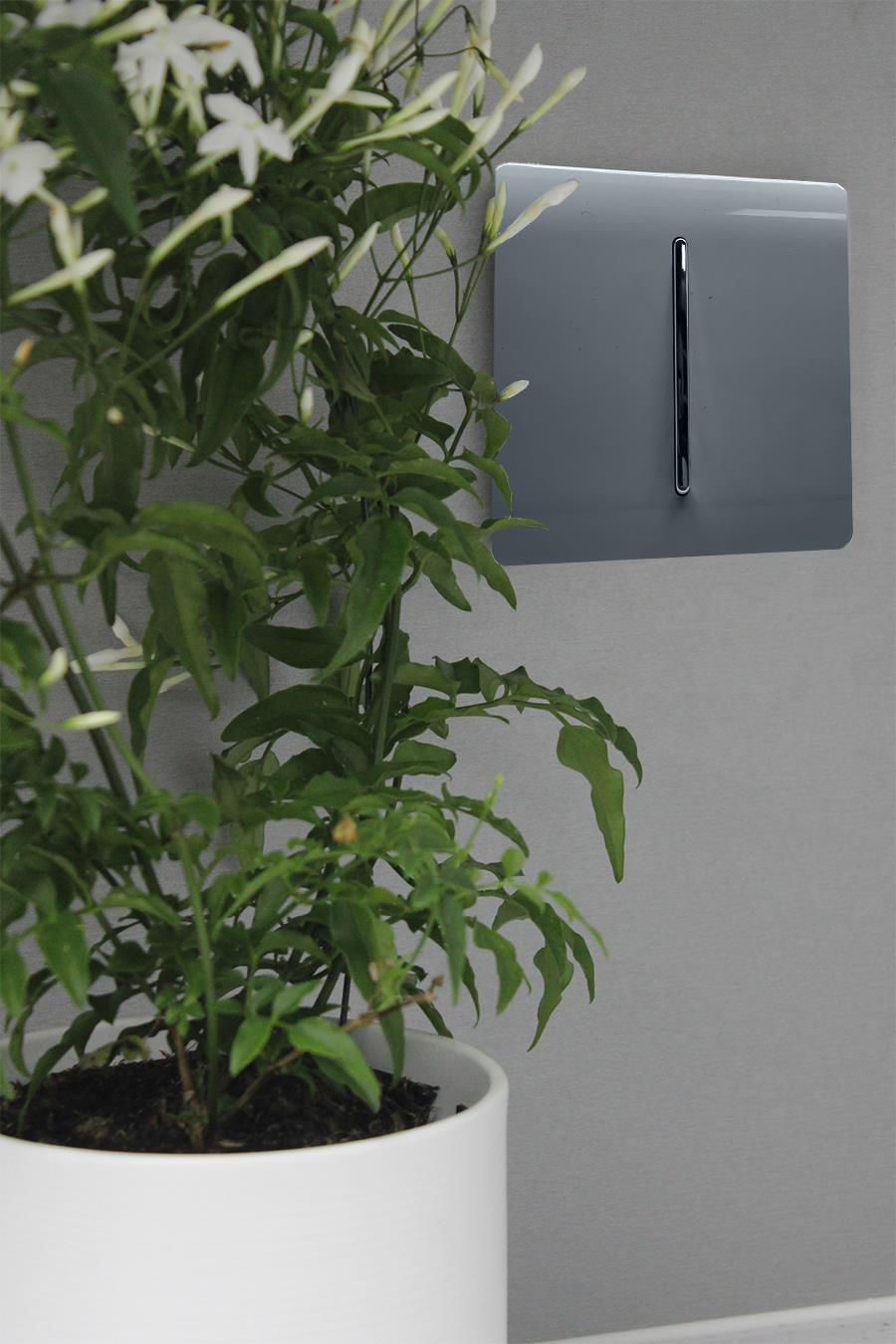 Trendi 1 Gang 2 Way 240V Screwless Artistic Modern Glossy 10 Amp Chrome Rocker Electrical Wall Light Switch in Charcoal Grey (5 pack)