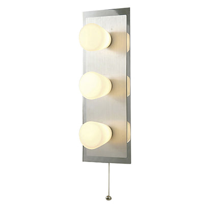 Diyas IP44 Cone Wall Light with Pull-Cord Switch 3 Light G9 Polished Chrome & Aluminium/Opal Glass