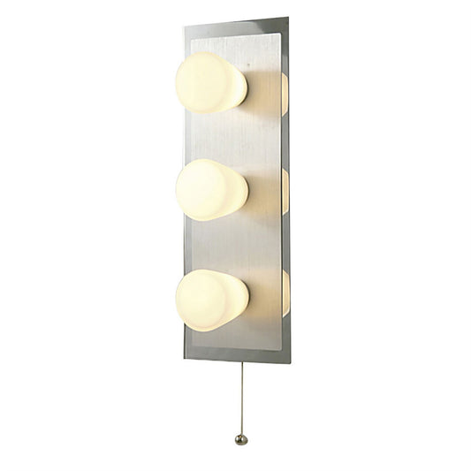 Diyas IP44 Cone Wall Light with Pull-Cord Switch 3 Light G9 Polished Chrome & Aluminium/Opal Glass
