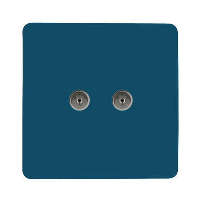Trendi Artistic Modern Glossy Tactile 2 Gang TV Socket Midnight Blue