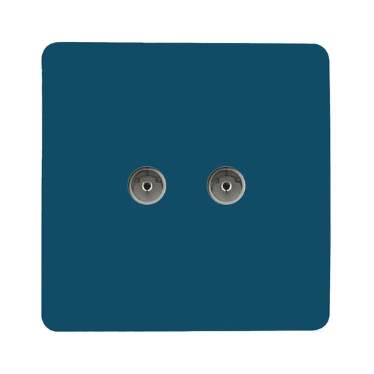 Trendi Artistic Modern Glossy Tactile 2 Gang TV Socket Midnight Blue