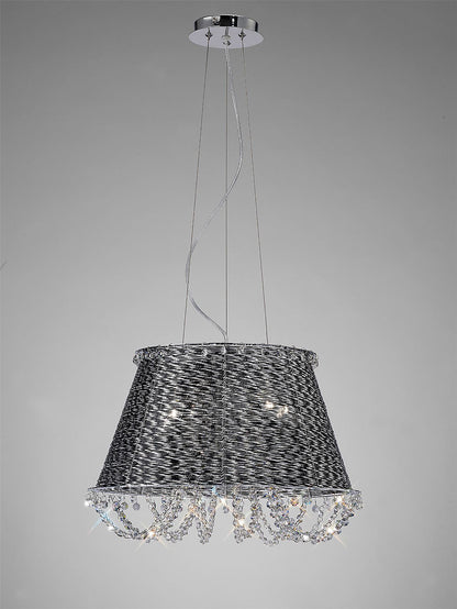 Diyas Lanzo 49cm  4 Light E14 Black Chrome/Crystal Ceiling Pendant Light Fitting