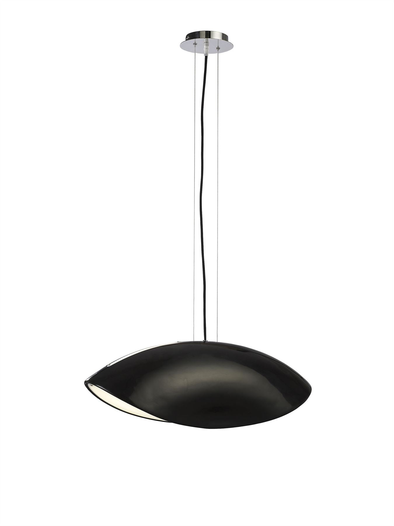 Mantra Pasion Rectangular Pendant 4 Light E27, Gloss Black/White Acrylic/Polished Chrome, CFL Lamps INCLUDED