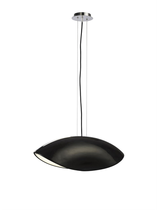 Mantra Pasion Rectangular Pendant 4 Light E27, Gloss Black/White Acrylic/Polished Chrome, CFL Lamps INCLUDED