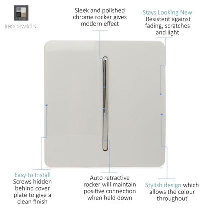 Trendi Artistic Modern Glossy  Auto Retractive Door Bell Switch White ART-DBWH