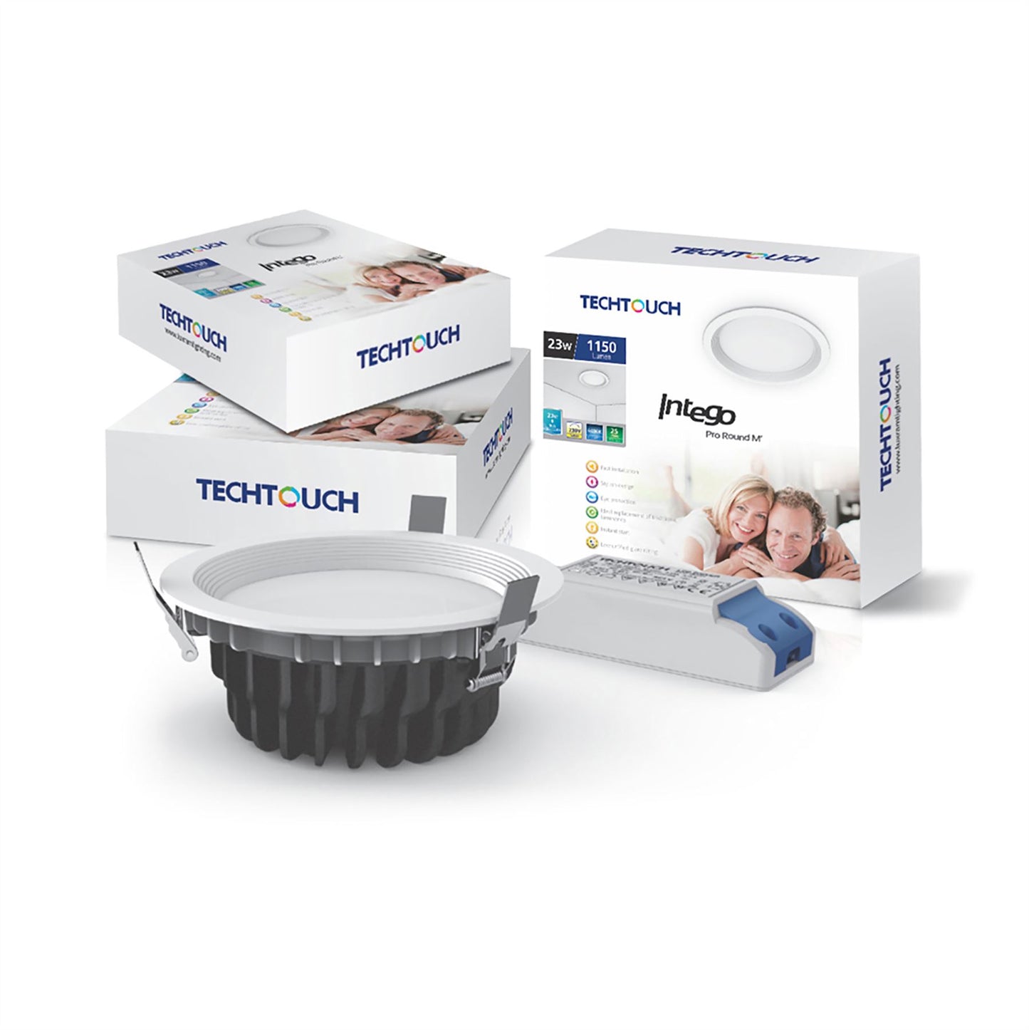 Techtouch Intego Pro Round Medium 23W Warm White 1150lm, Cut Out: 175mm, 3yrs Warranty Recessed