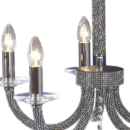 Diyas Elena 56cm  5 Light E14 Black Chrome/Crystal Ceiling Pendant Light Fitting