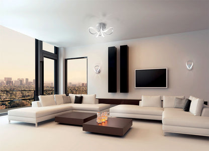 Mantra M4989 Knot Ceiling 36W LED 2 Looped Arms 3000K, 2850lm, Silver/Frosted Acrylic, 3yrs Warranty - M4989 Ceiling