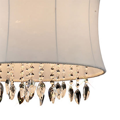 Diyas Niki 50cm  4 Light E14 with White Shade Polished Chrome/Clear Crystal Ceiling Pendant Light Fitting