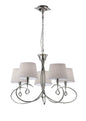 Mantra M1641 Mara Pendant 5 Light E14, Polished Chrome with Ivory White Shades