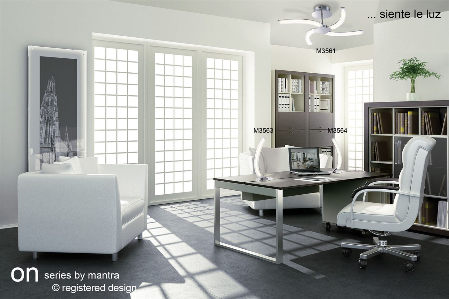 Mantra M3564 On Table Lamp Left 5W LED 3000K, 500lm, Polished Chrome/Frosted Acrylic, 3yrs Warranty