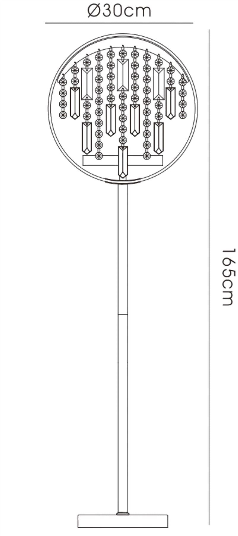 Diyas Geo Floor Lamp with Black Shade 9 Light G4 Polished Chrome/Crystal, NOT LED/CFL Compatible