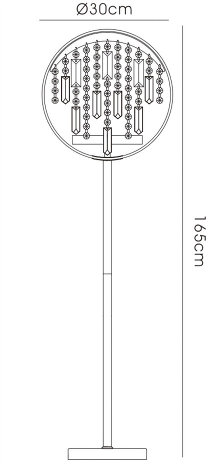 Diyas Geo Floor Lamp with Black Shade 9 Light G4 Polished Chrome/Crystal, NOT LED/CFL Compatible