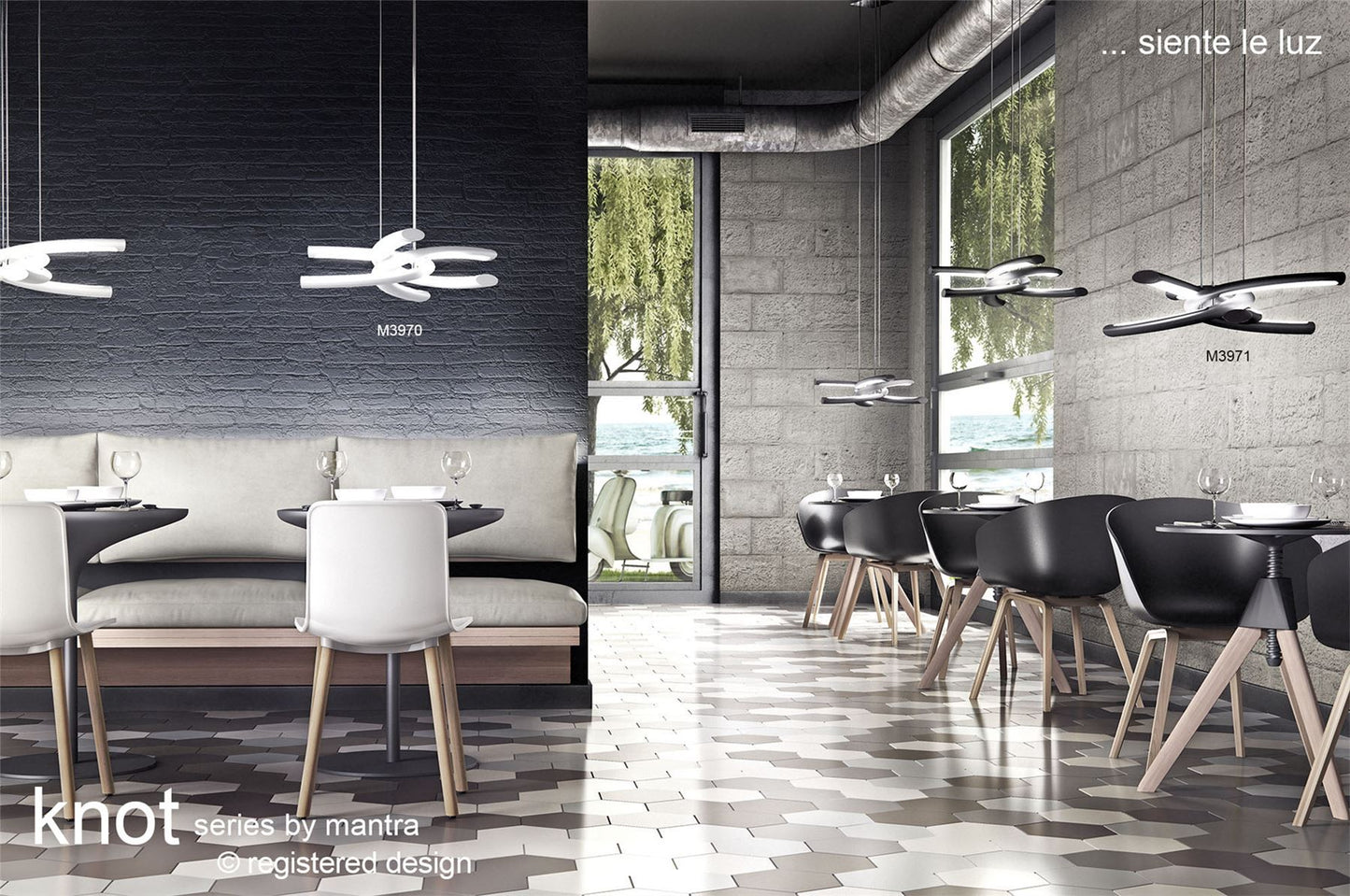 Mantra M3970 Knot Pendant 36W LED 3000K, 3600lm, Gloss White/White Acrylic/Polished Chrome, 3yrs Warranty