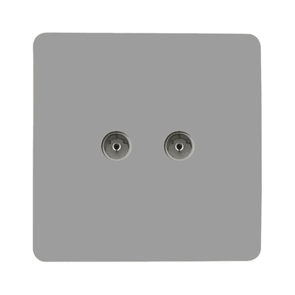 Trendi Artistic Modern Glossy Tactile 2 Gang TV Socket Light Grey