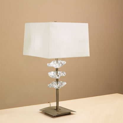 Mantra Akira Table Lamp 2 Light E27, Antique Brass with Cream Shade