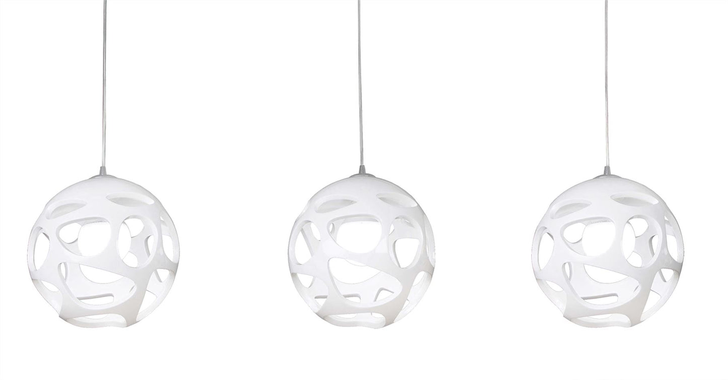 Mantra M5145 Organica Linear Pendant 3 Light E27 Line, Gloss White/Polished Chrome