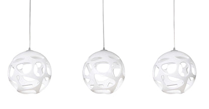 Mantra M5145 Organica Linear Pendant 3 Light E27 Line, Gloss White/Polished Chrome