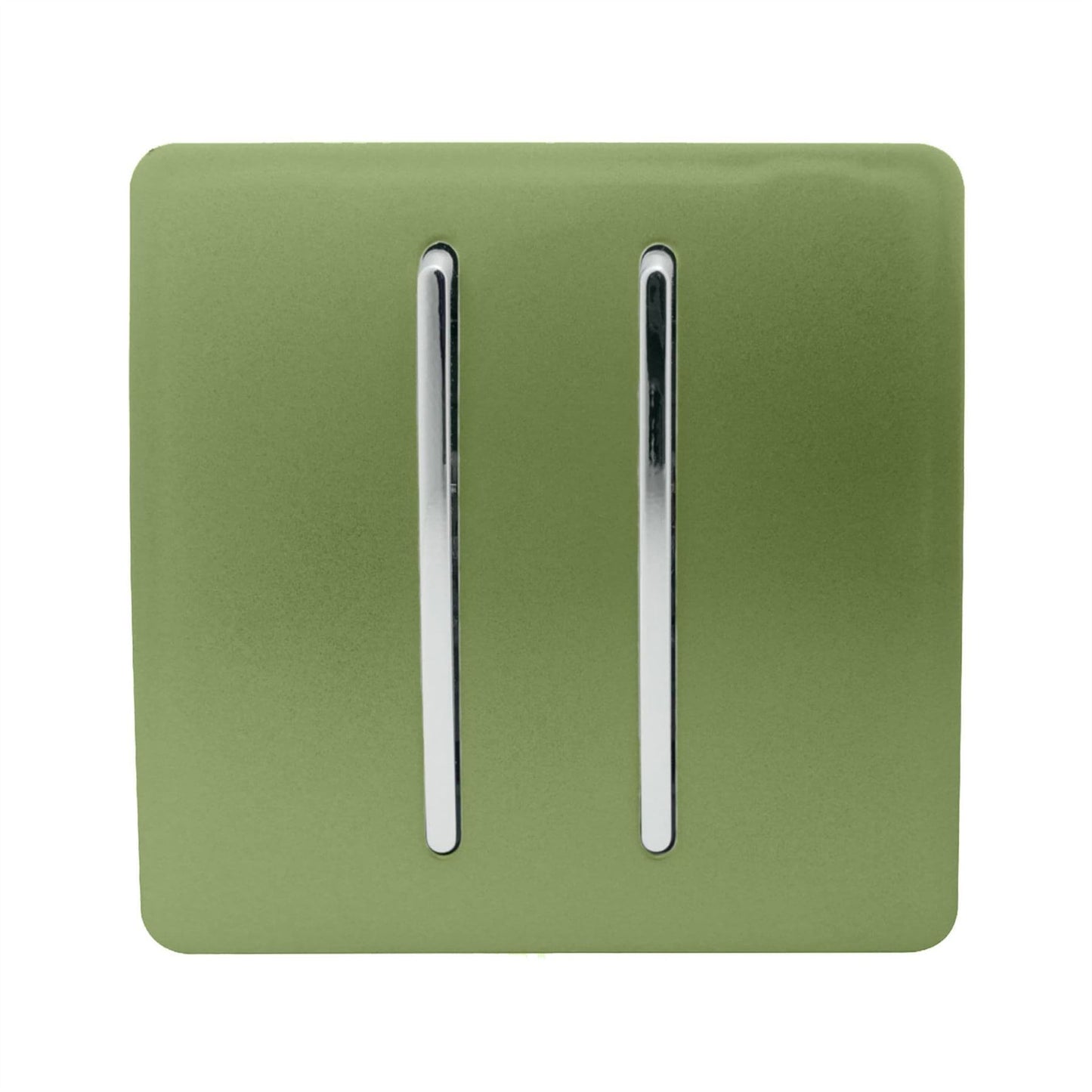 Trendi 2 Gang 2 Way Artistic Modern Glossy 10 Amp Rocker Tactile Light Switch Moss Green