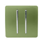 Trendi 2 Gang 2 Way Artistic Modern Glossy 10 Amp Rocker Tactile Light Switch Moss Green