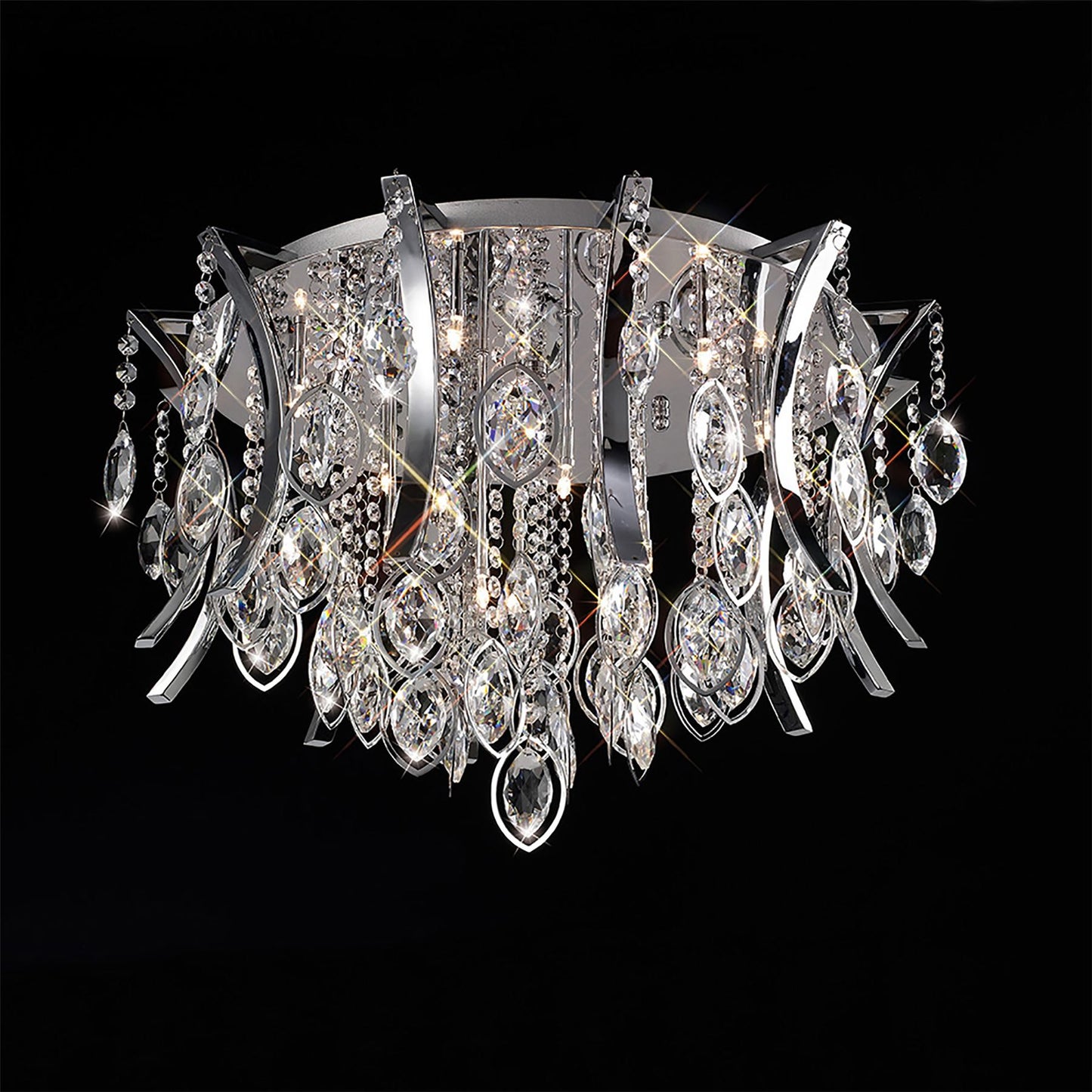 Diyas Mios 60cm  12 Light G4 Polished Chrome/Crystal, NOT LED/CFL Compatible Ceiling Light Fitting