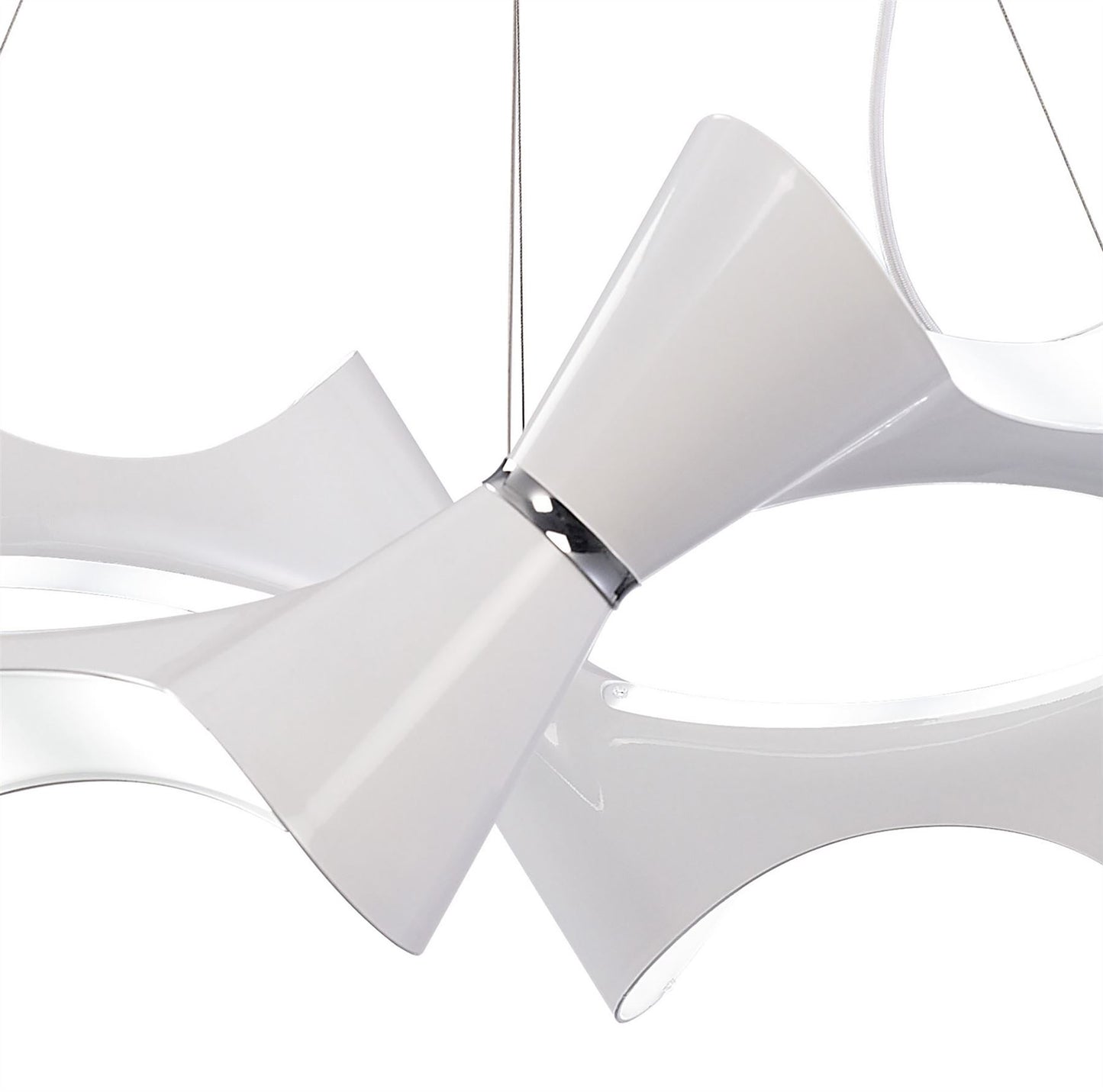 Mantra M1542 Ora Pendant 8 Twisted Round Light E27, Gloss White/White Acrylic/Polished Chrome