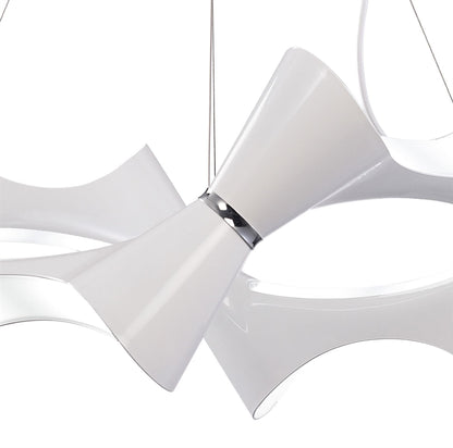 Mantra M1542 Ora Pendant 8 Twisted Round Light E27, Gloss White/White Acrylic/Polished Chrome