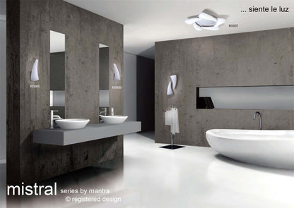 Mantra Mistral LED M3809 Mistral Wall Light Left 6W LED 3000K, 540lm, Polished Chrome/Frosted Acrylic, 3yrs Warranty