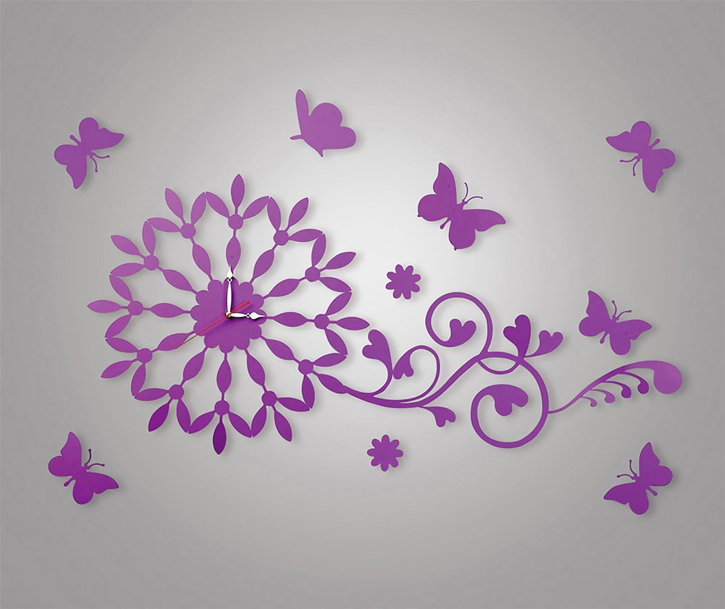 Diyas Home (DH) Infinity Butterfly Wall Art Clock Purple/Crystal Wall