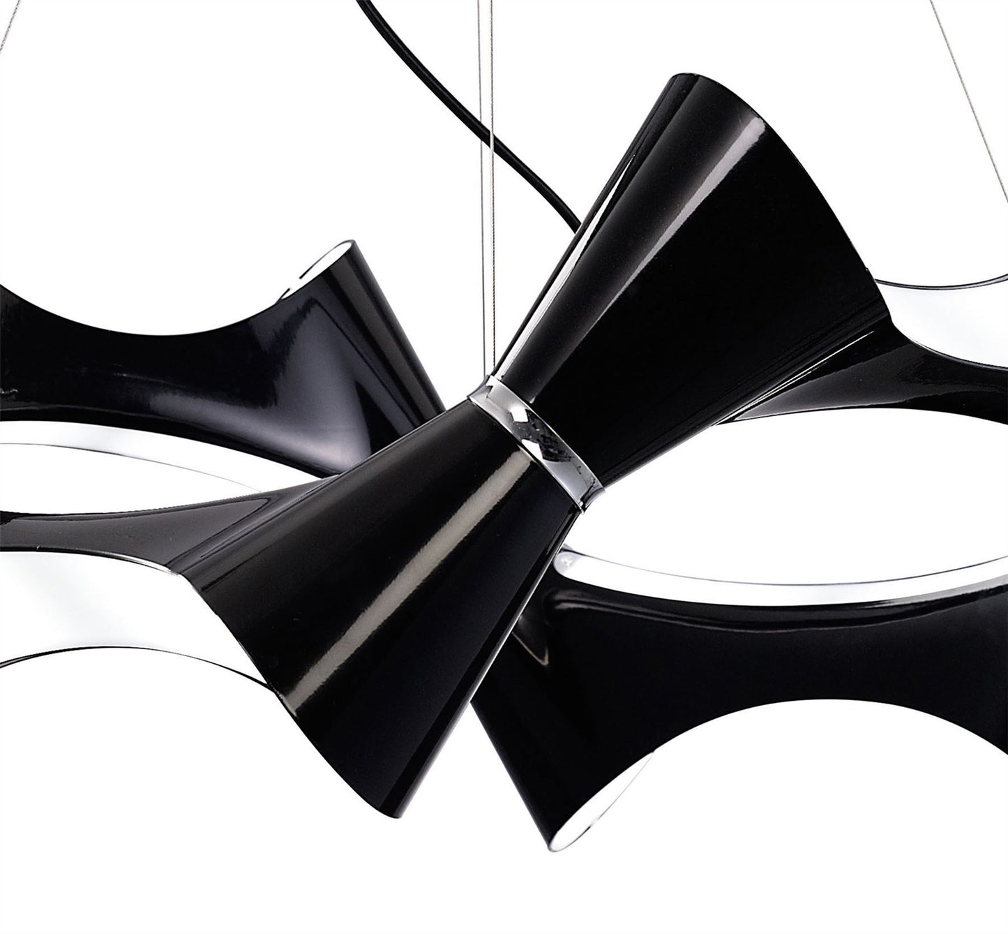 Mantra M1552 Ora Pendant 8 Twisted Round Light E27, Gloss Black/White Acrylic/Polished Chrome