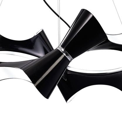 Mantra M1552 Ora Pendant 8 Twisted Round Light E27, Gloss Black/White Acrylic/Polished Chrome