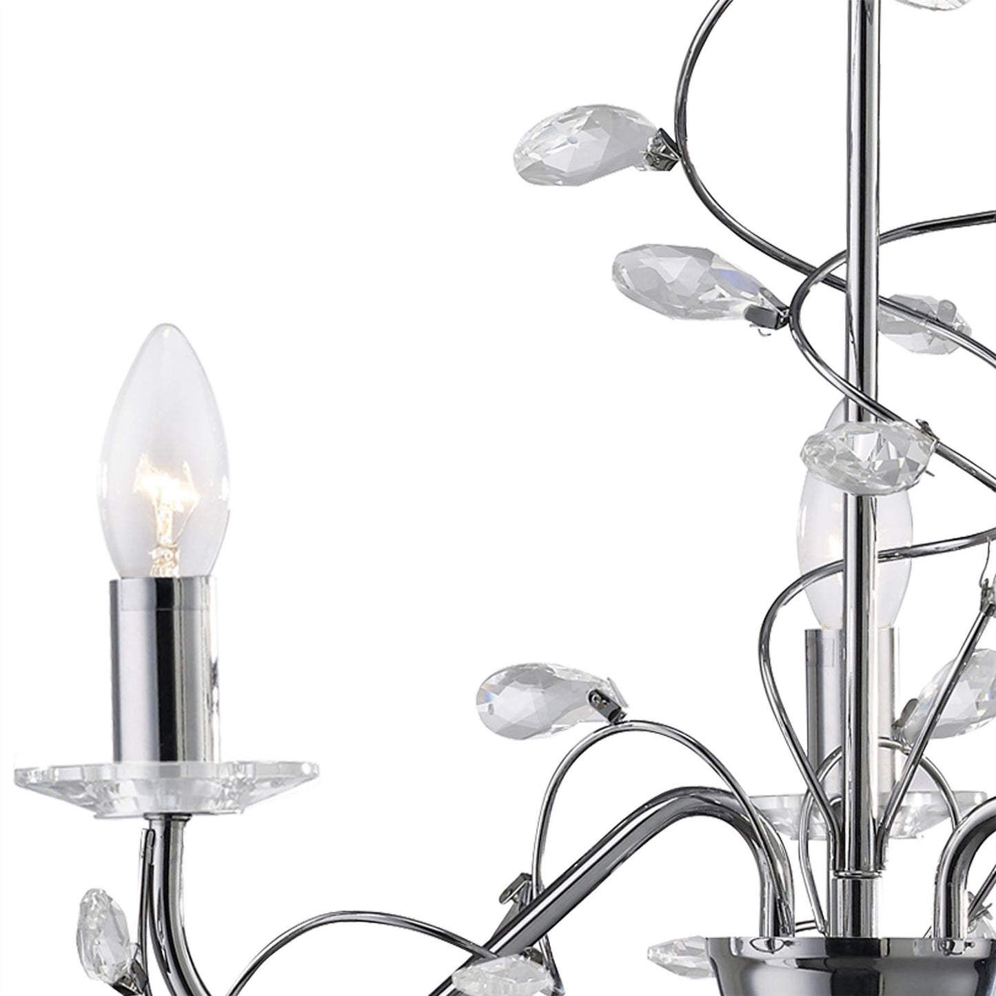 Diyas Willow 50cm  WITHOUT SHADE 3 Light E14 Polished Chrome/Crystal Ceiling Pendant Light Fitting