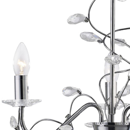 Diyas Willow 50cm  WITHOUT SHADE 3 Light E14 Polished Chrome/Crystal Ceiling Pendant Light Fitting