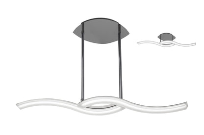 Mantra M3567 On Telescopic Semi Flush Convertible Line 28W LED 3000K, 2800lm, Polished Chrome, Frosted Acrylic, 3yrs Warranty - M3567 Ceiling