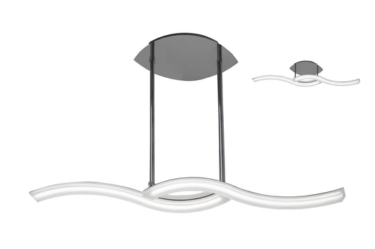 Mantra M3567 On Telescopic Semi Flush Convertible Line 28W LED 3000K, 2800lm, Polished Chrome, Frosted Acrylic, 3yrs Warranty - M3567 Ceiling