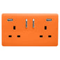 Trendi 2 Gang Artistic Modern Glossy 13 Amp 2 x 3.1mA USB Switched Plug Socket Orange