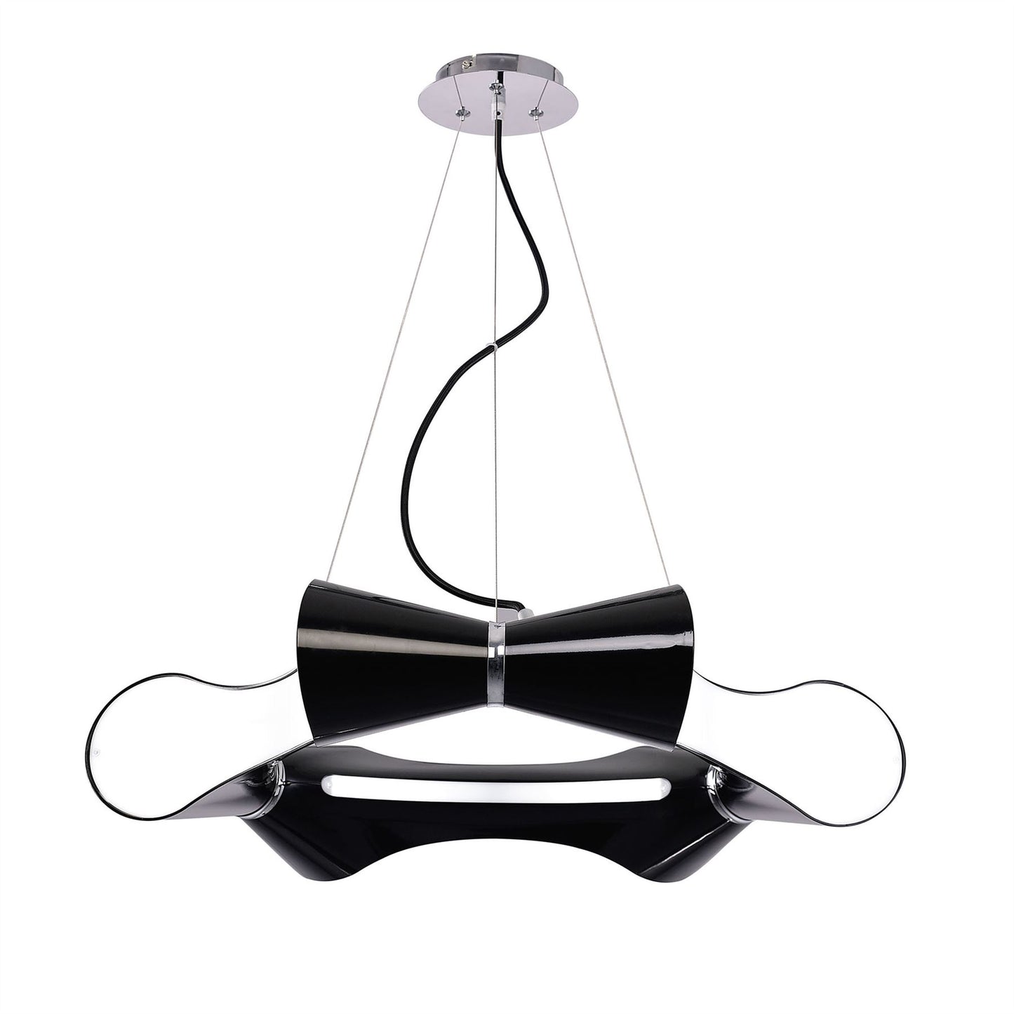 Mantra M1550 Ora Pendant 6 Flat Round Light E27, Gloss Black/White Acrylic/Polished Chrome