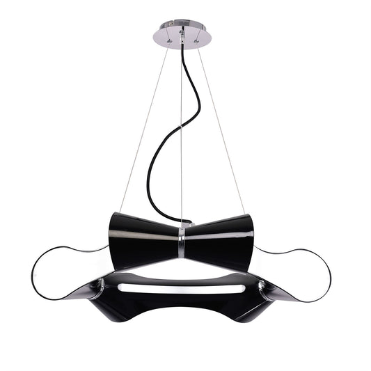Mantra M1550 Ora Pendant 6 Flat Round Light E27, Gloss Black/White Acrylic/Polished Chrome
