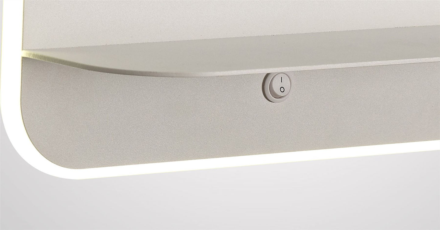 Mantra Fusion Lanzarote Wall Light Shelf with USB Sockets, 18W LED, 3000K, 1400lm, Matt White, 3yrs Warranty