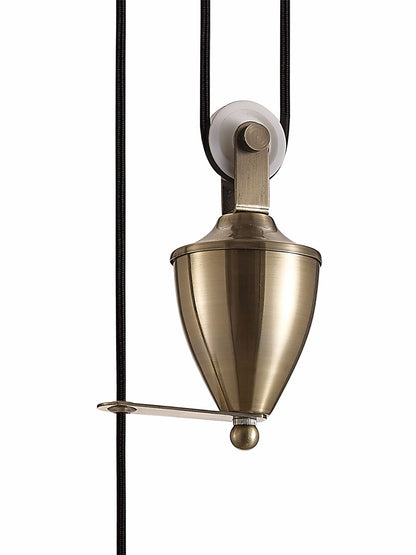 Deco Wellington 37cm Pulley System Pendant 1 Light E27 Antique Brass