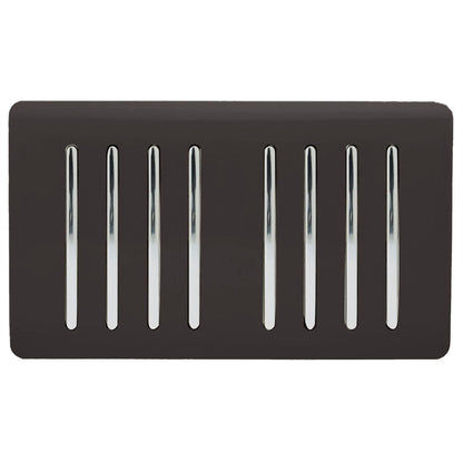 Trendi Artistic Modern Glossy 8 Gang 2 Way Rocker  Double Plate Tactile Light Switch Dark Brown