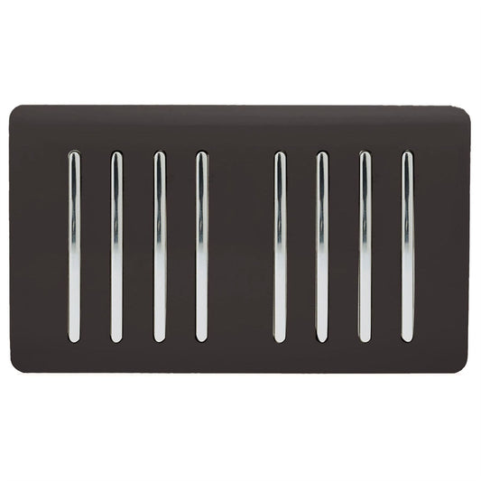 Trendi Artistic Modern Glossy 8 Gang 2 Way Rocker  Double Plate Tactile Light Switch Dark Brown