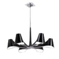 Mantra Ora 77cm Telescopic Convertible To Semi Flush 6 Light E27, Gloss Black/White Acrylic/Polished Chrome, CFL Lamps INCLUDED
