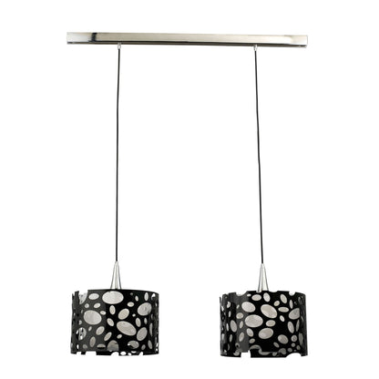 Mantra Lupin Linear Pendant 2 Light E27 Line, Gloss Black/White Acrylic/Polished Chrome, CFL Lamps INCLUDED
