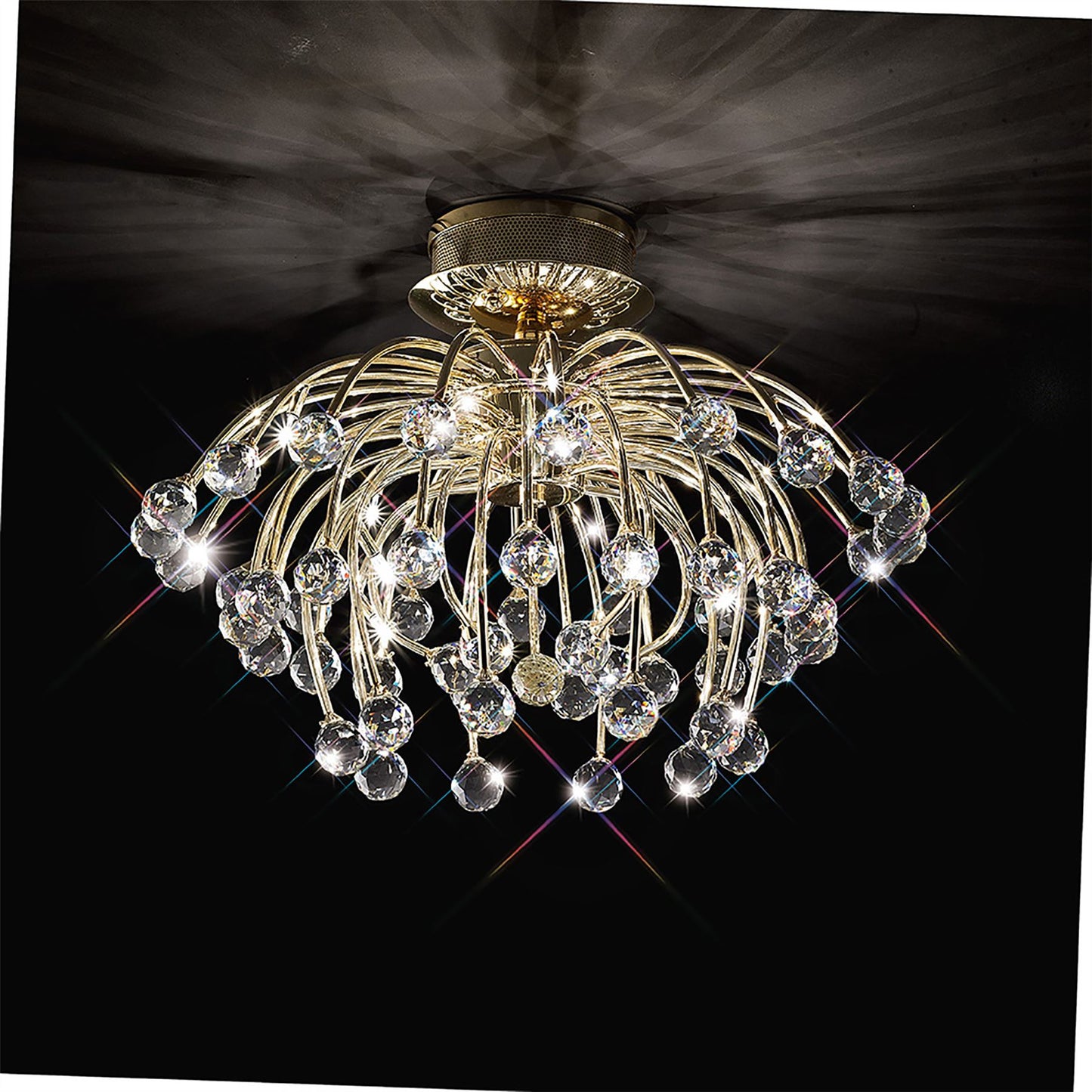 Diyas Xeena 60cm  10 Light G4 French Gold/Crystal, NOT LED/CFL Compatible Ceiling Light Fitting