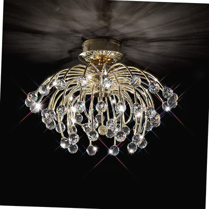 Diyas Xeena 60cm  10 Light G4 French Gold/Crystal, NOT LED/CFL Compatible Ceiling Light Fitting