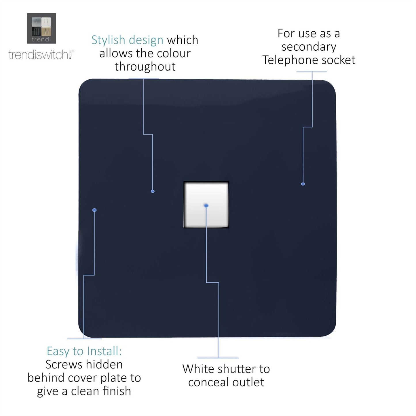 Trendi Artistic Modern Glossy Tactile Telephone Socket Navy