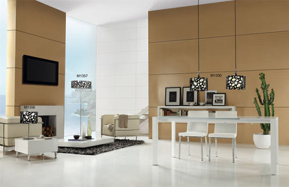 Mantra Lupin Table Lamp 1 Light E27, Gloss Black/White Acrylic/Polished Chrome, CFL Lamps INCLUDED