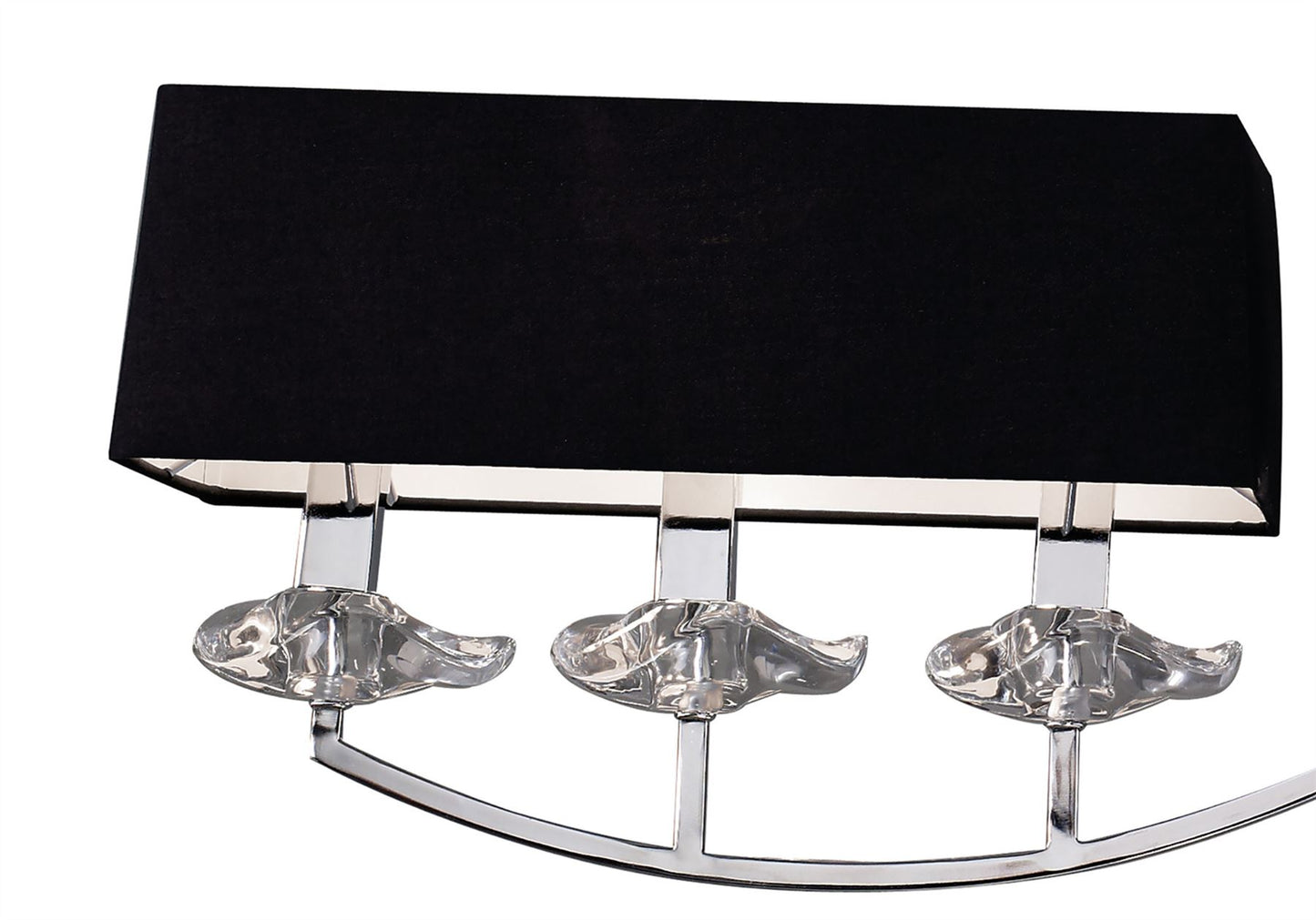 Mantra Akira Linear Pendant 2 Arm 6 Light E14, Polished Chrome with Black Shades
